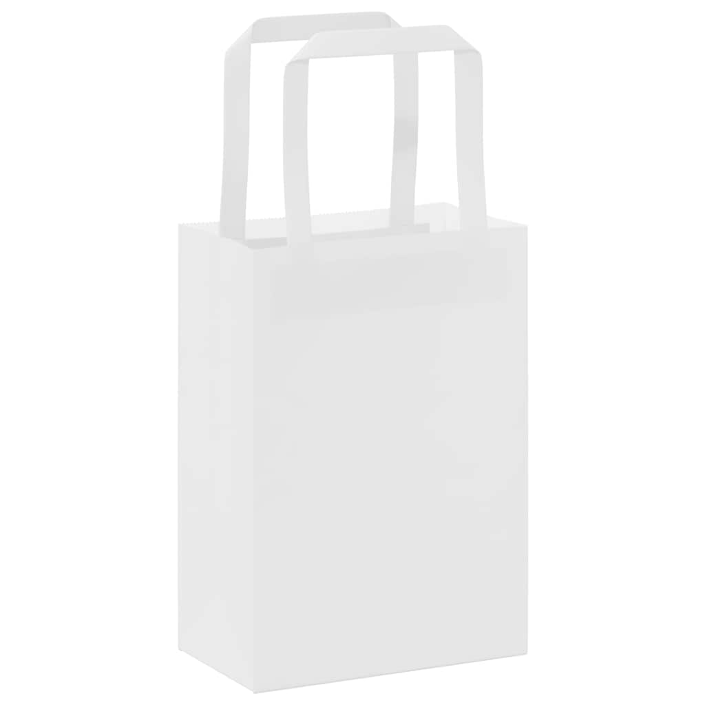 vidaXL Torby papierowe 50 szt. z uchwytami białe 15x8x21 cm