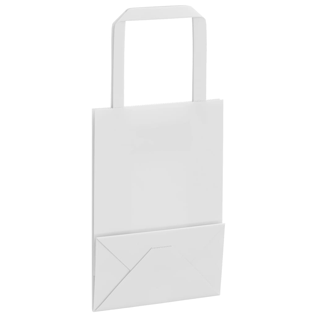 vidaXL Torby papierowe 50 szt. z uchwytami białe 15x8x21 cm
