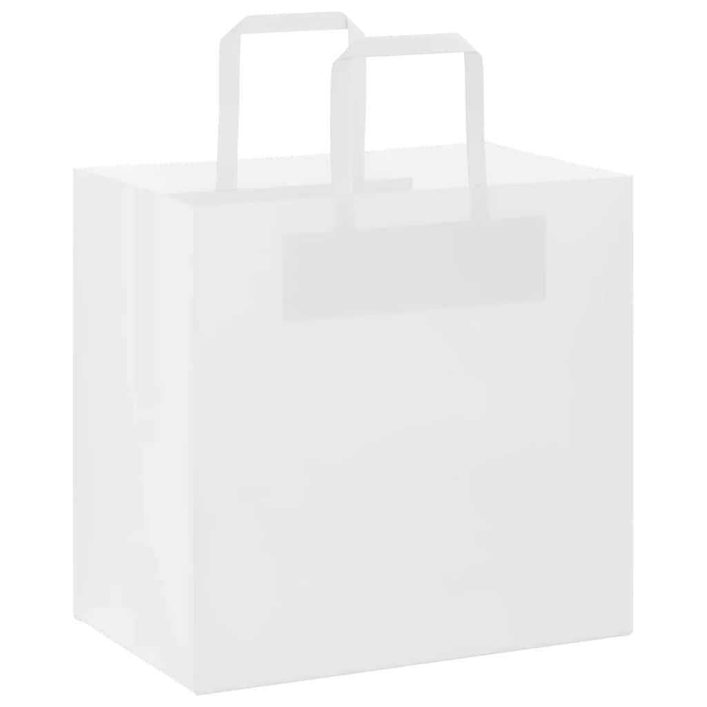 vidaXL Torby papierowe 50 szt. z uchwytami białe 26x17x25 cm