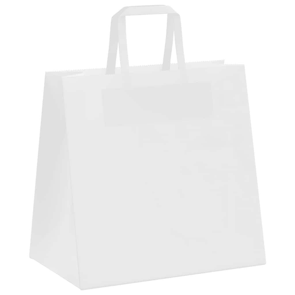 vidaXL Torby papierowe 50 szt. z uchwytami białe 26x17x25 cm