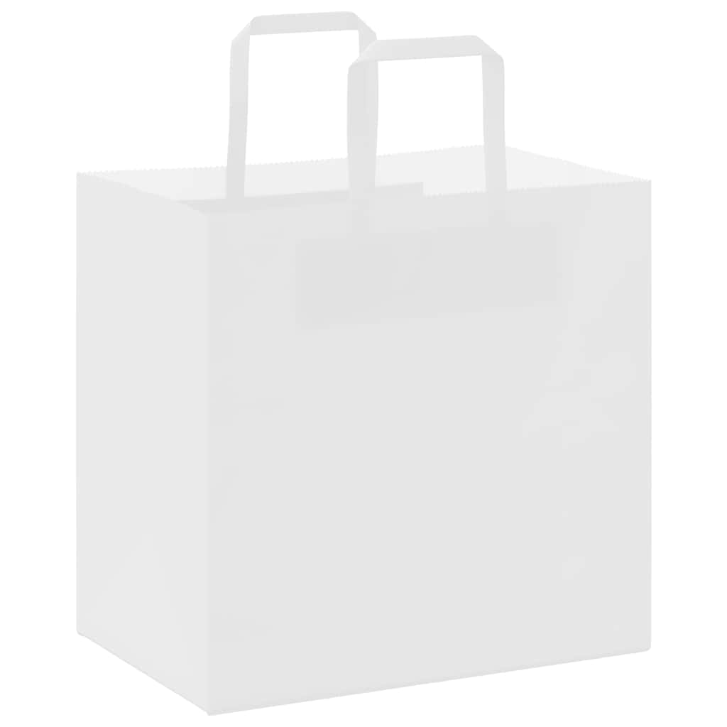 vidaXL Torby papierowe 50 szt. z uchwytami białe 26x17x25 cm