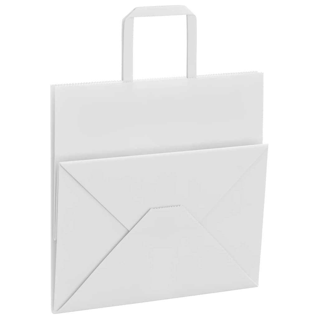 vidaXL Torby papierowe 50 szt. z uchwytami białe 26x17x25 cm