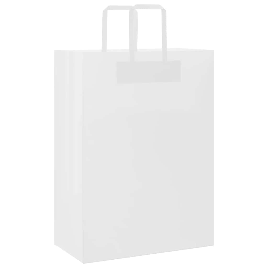 vidaXL Torby papierowe 50 szt. z uchwytami białe 32x17x44 cm