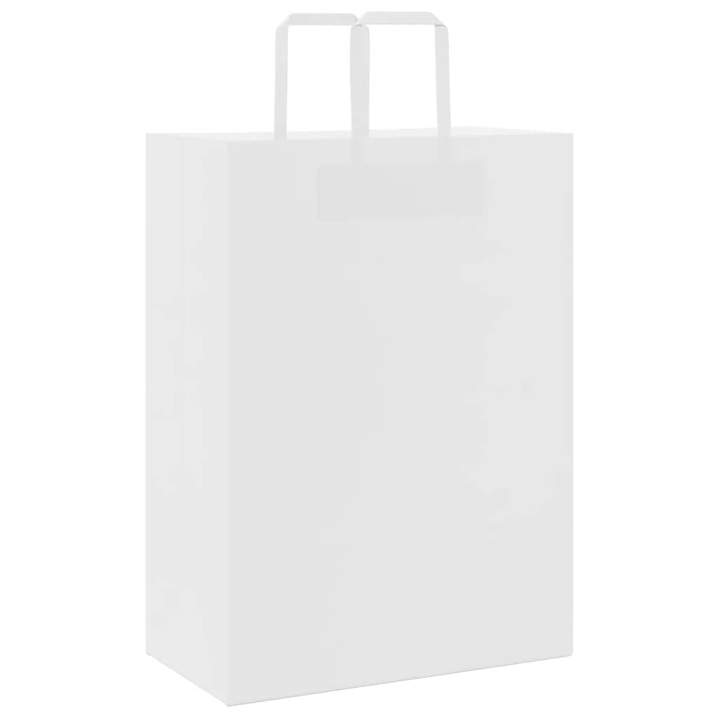vidaXL Torby papierowe 50 szt. z uchwytami białe 32x17x44 cm
