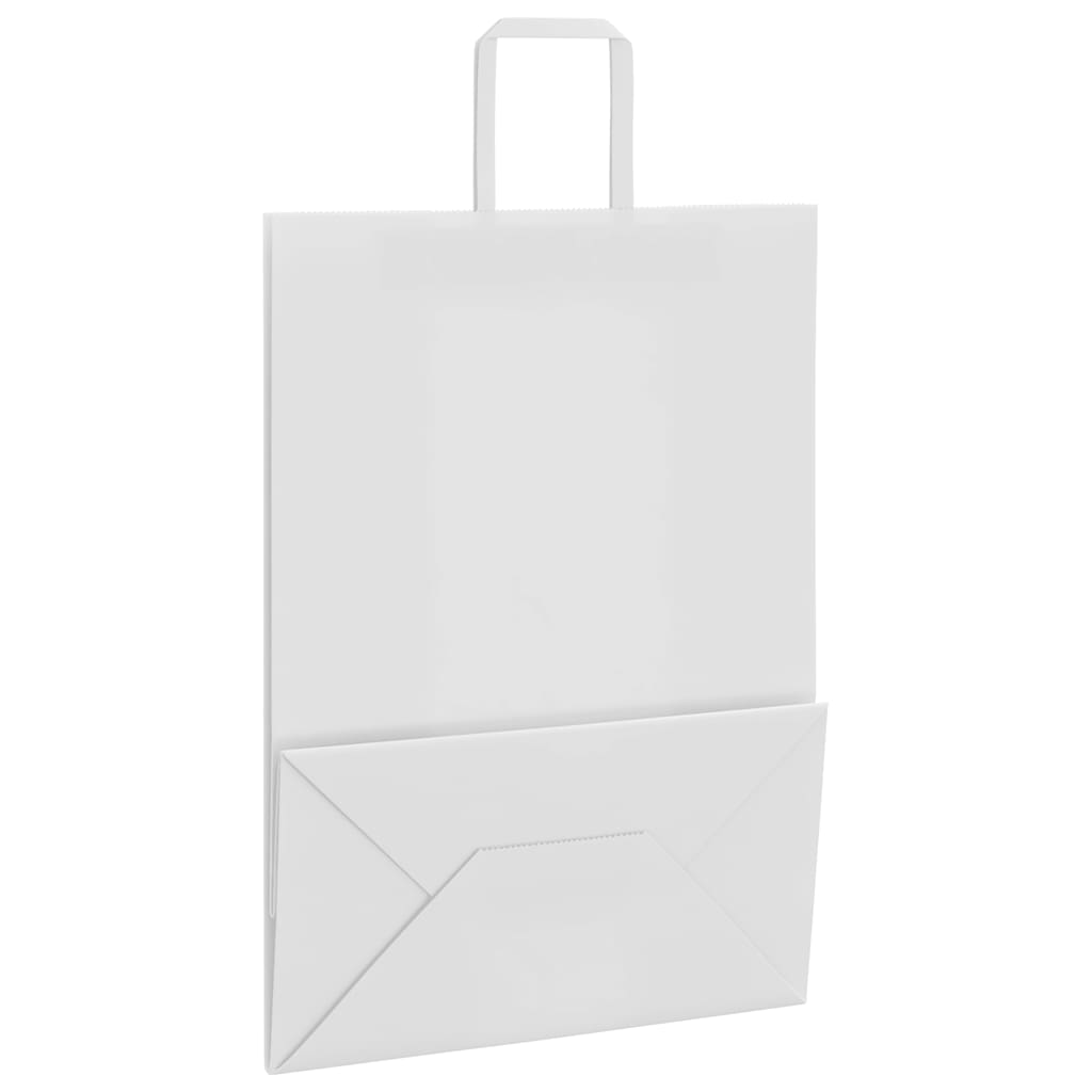 vidaXL Torby papierowe 50 szt. z uchwytami białe 32x17x44 cm