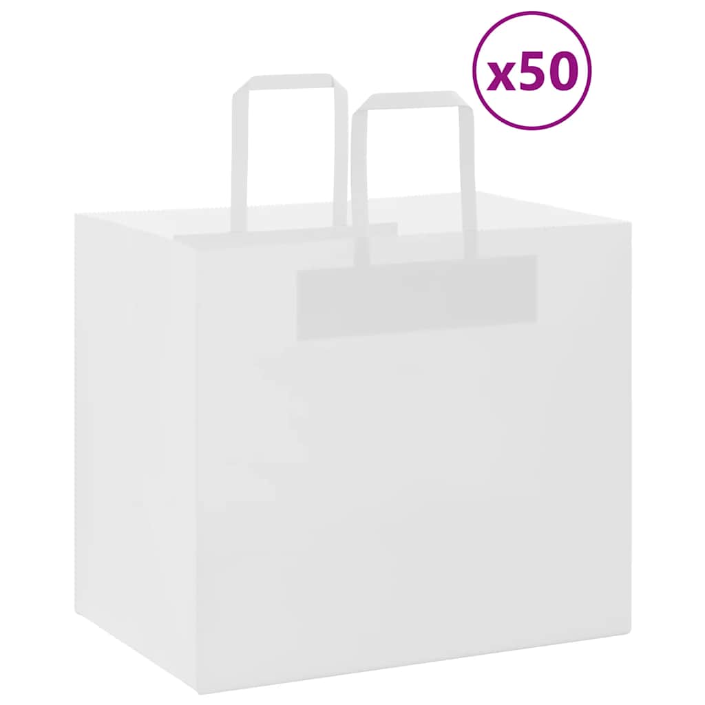 vidaXL Torby papierowe 50 szt. z uchwytami białe 32x22x28 cm