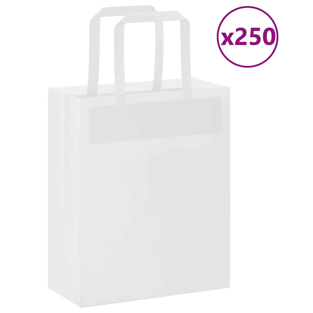 vidaXL Torby papierowe 250 szt. z uchwytami białe 18x8x22 cm