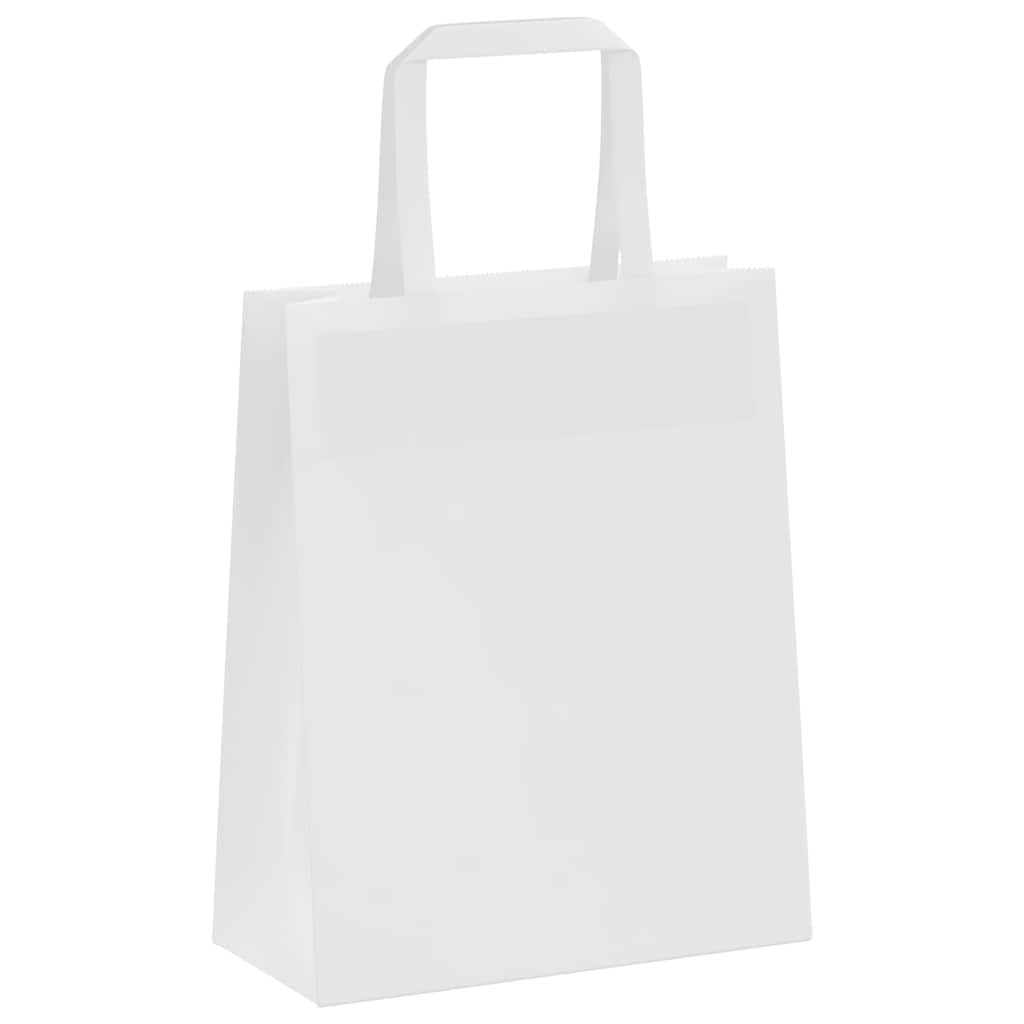 vidaXL Torby papierowe 250 szt. z uchwytami białe 18x8x22 cm