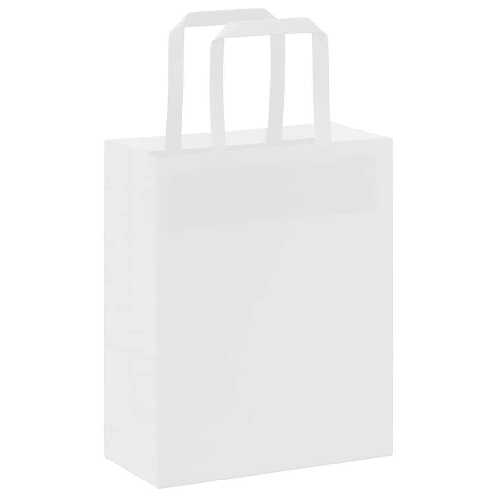 vidaXL Torby papierowe 250 szt. z uchwytami białe 18x8x22 cm