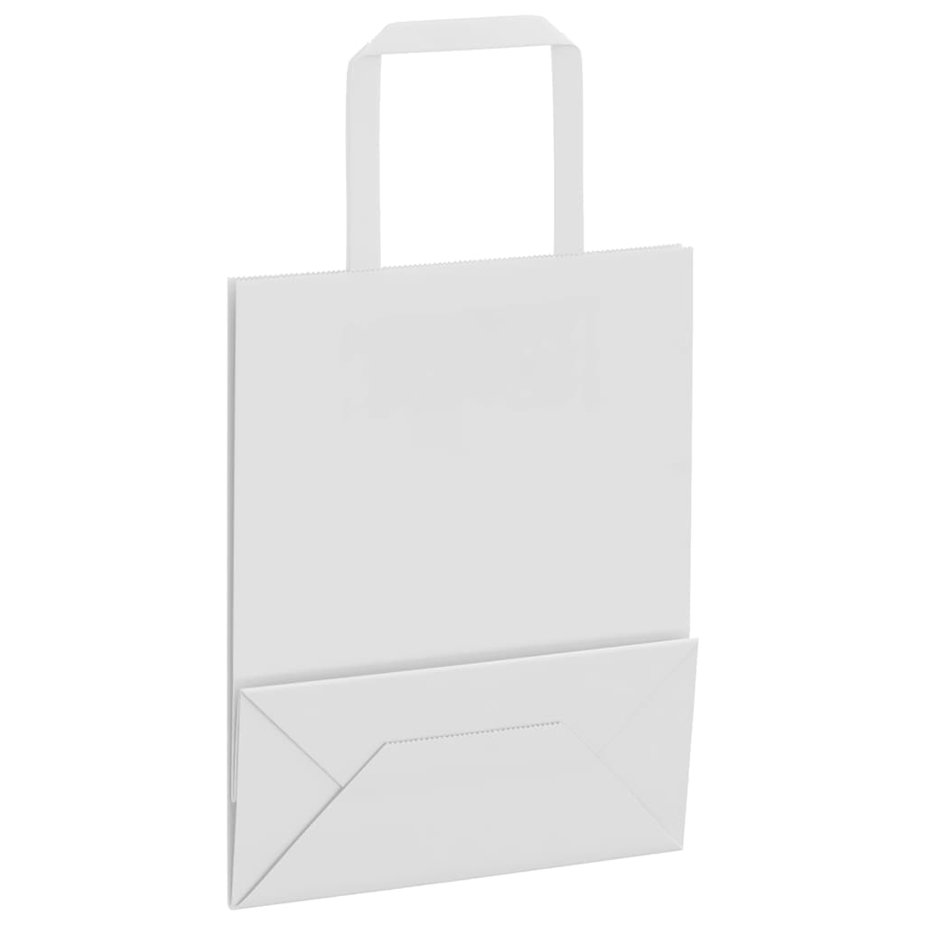 vidaXL Torby papierowe 250 szt. z uchwytami białe 18x8x22 cm