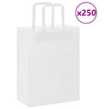 vidaXL Torby papierowe 250 szt. z uchwytami białe 21x11x28 cm