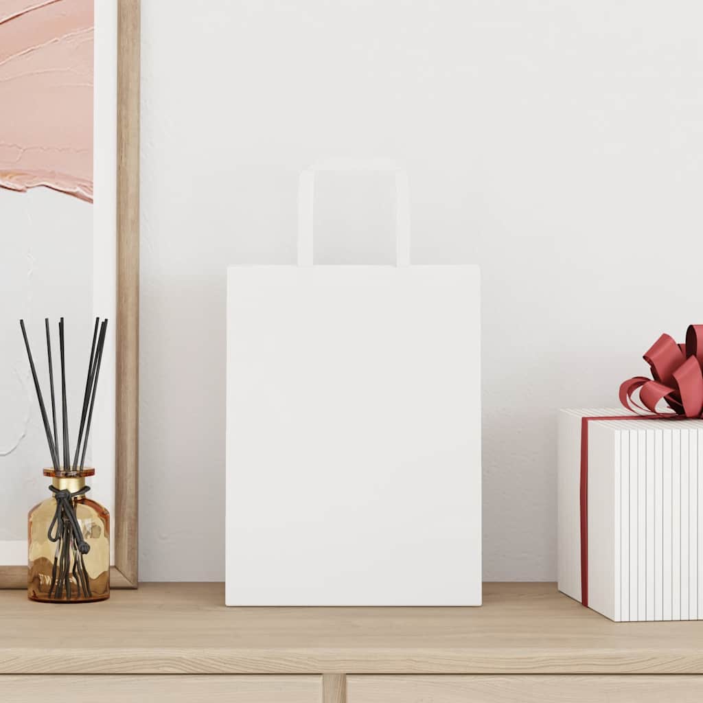 vidaXL Torby papierowe 250 szt. z uchwytami białe 21x11x28 cm