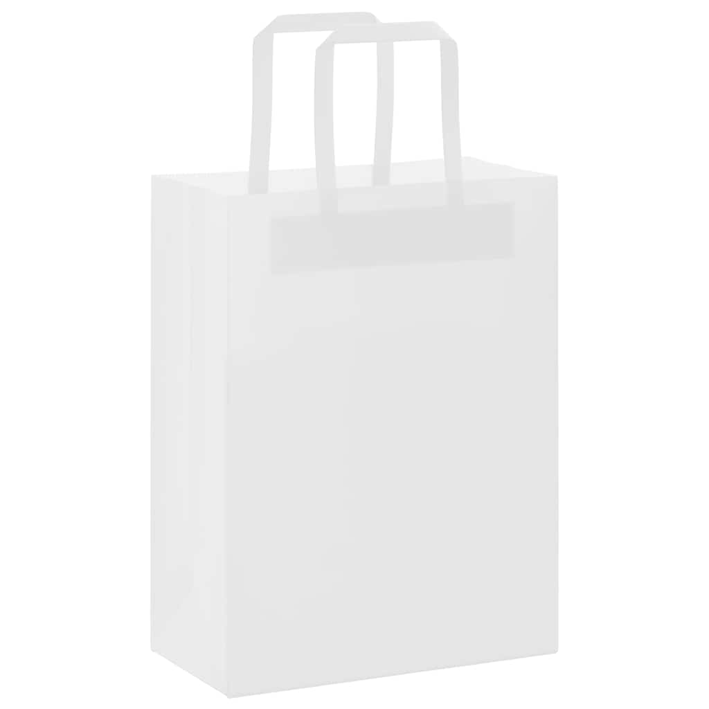 vidaXL Torby papierowe 250 szt. z uchwytami białe 21x11x28 cm