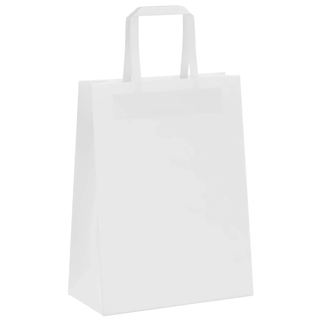 vidaXL Torby papierowe 250 szt. z uchwytami białe 21x11x28 cm