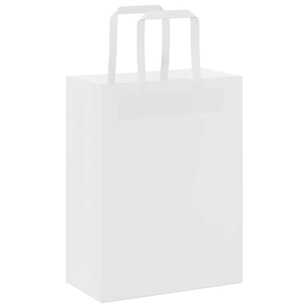 vidaXL Torby papierowe 250 szt. z uchwytami białe 21x11x28 cm