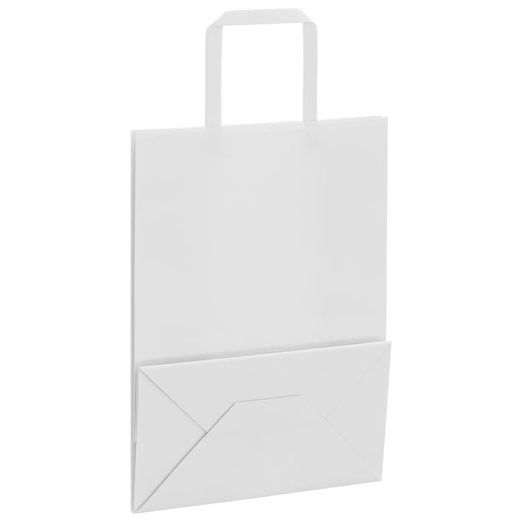 vidaXL Torby papierowe 250 szt. z uchwytami białe 21x11x28 cm