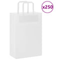 vidaXL Torby papierowe 250 szt. z uchwytami białe 21x11x31 cm