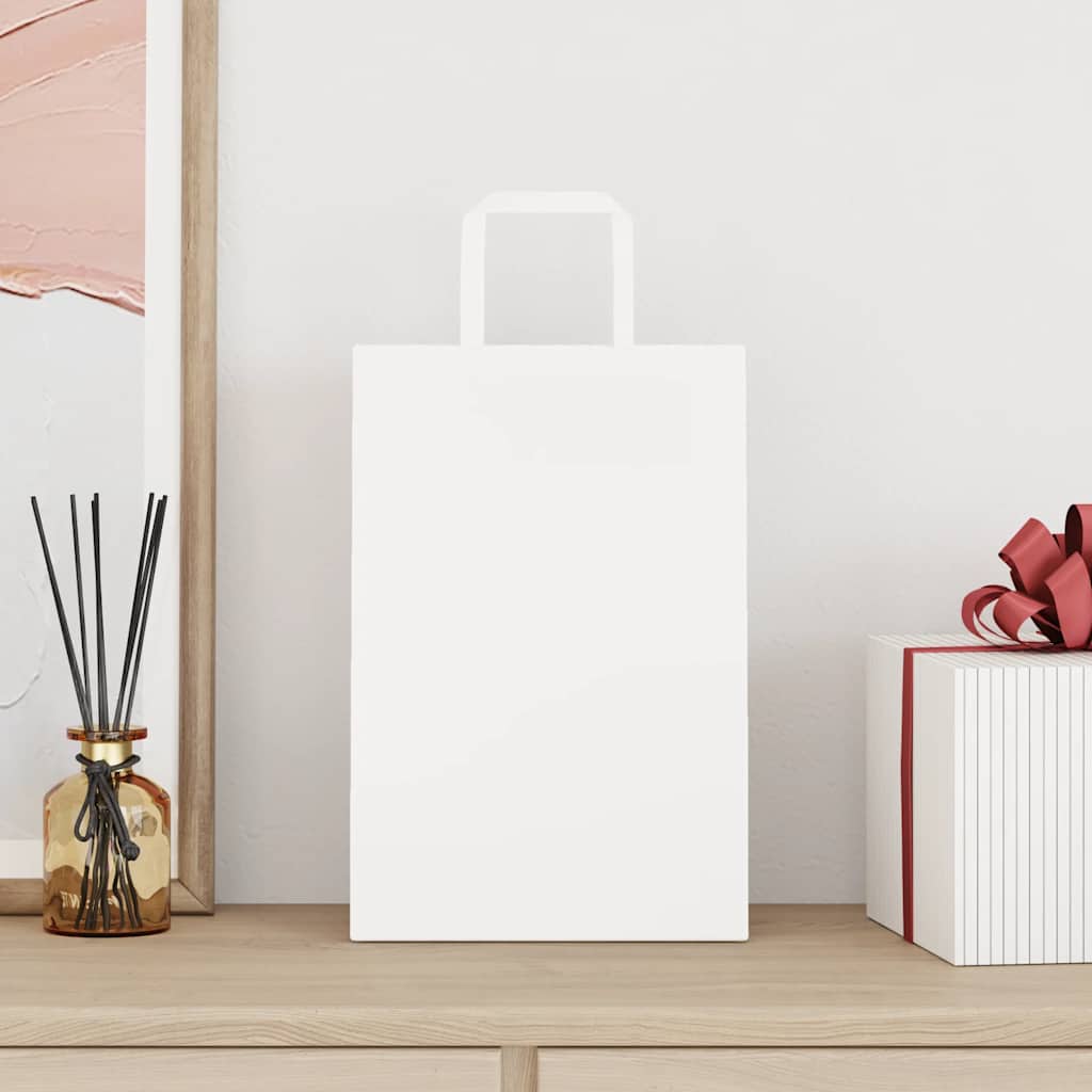 vidaXL Torby papierowe 250 szt. z uchwytami białe 21x11x31 cm