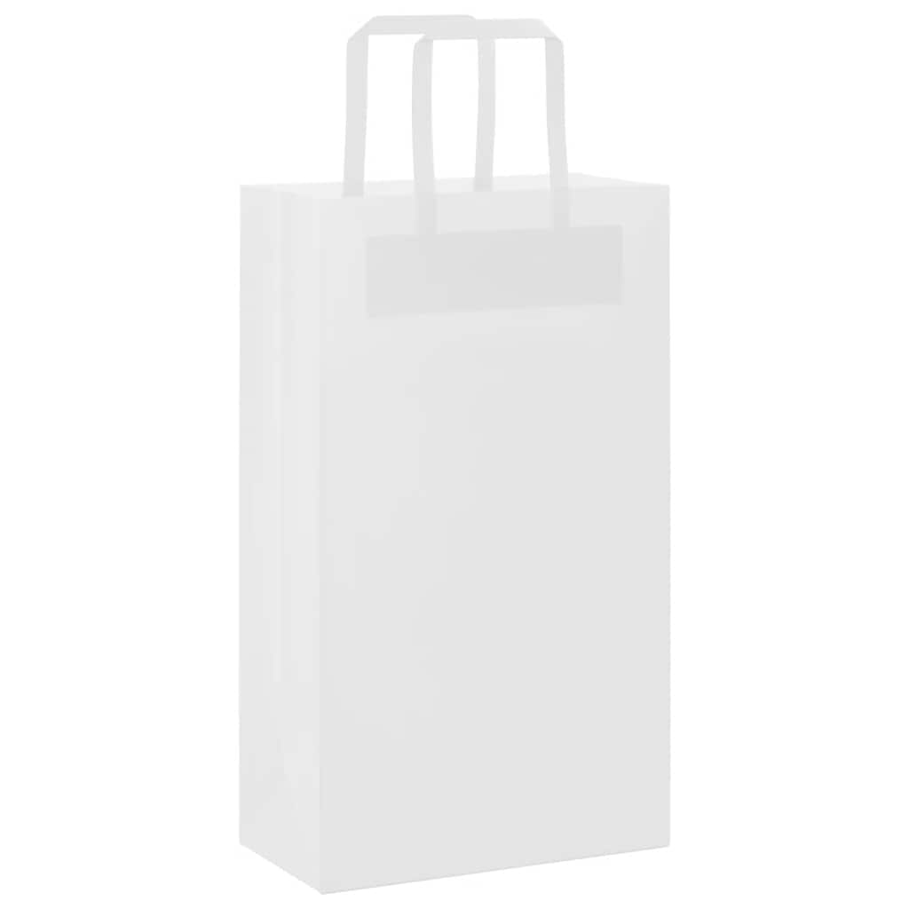 vidaXL Torby papierowe 250 szt. z uchwytami białe 21x11x36 cm