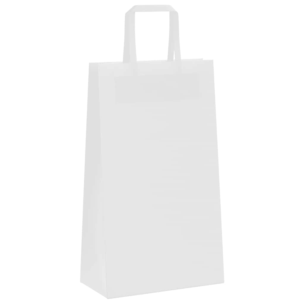 vidaXL Torby papierowe 250 szt. z uchwytami białe 21x11x36 cm