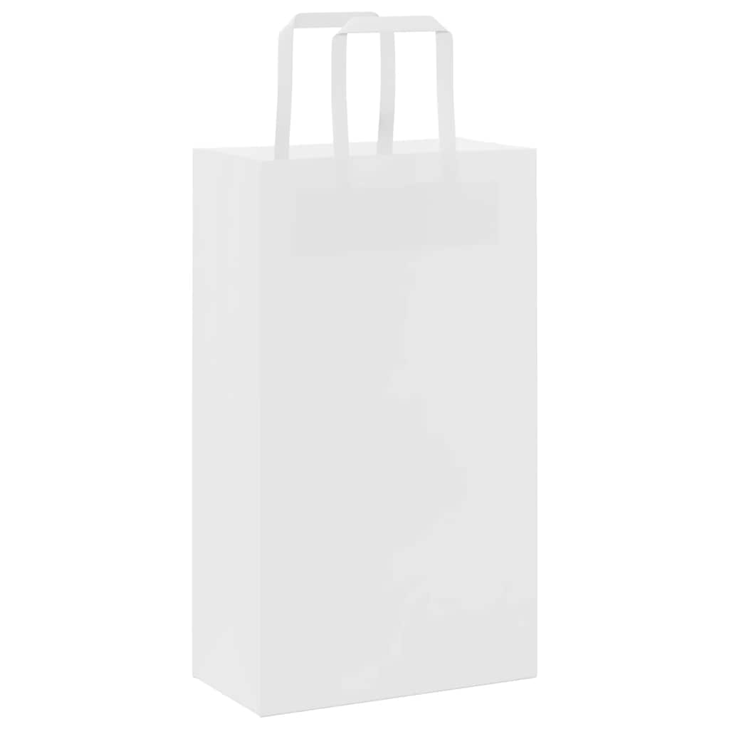 vidaXL Torby papierowe 250 szt. z uchwytami białe 21x11x36 cm