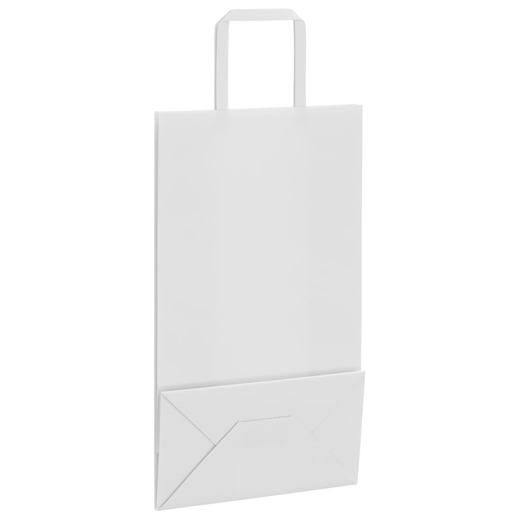 vidaXL Torby papierowe 250 szt. z uchwytami białe 21x11x36 cm