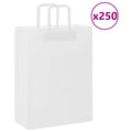 vidaXL Torby papierowe 250 szt. z uchwytami białe 26x12x35 cm
