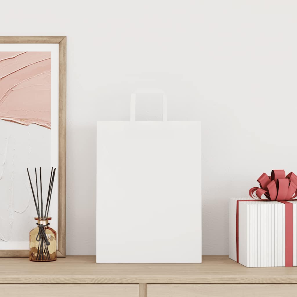 vidaXL Torby papierowe 250 szt. z uchwytami białe 26x12x35 cm