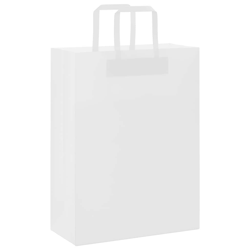 vidaXL Torby papierowe 250 szt. z uchwytami białe 26x12x35 cm
