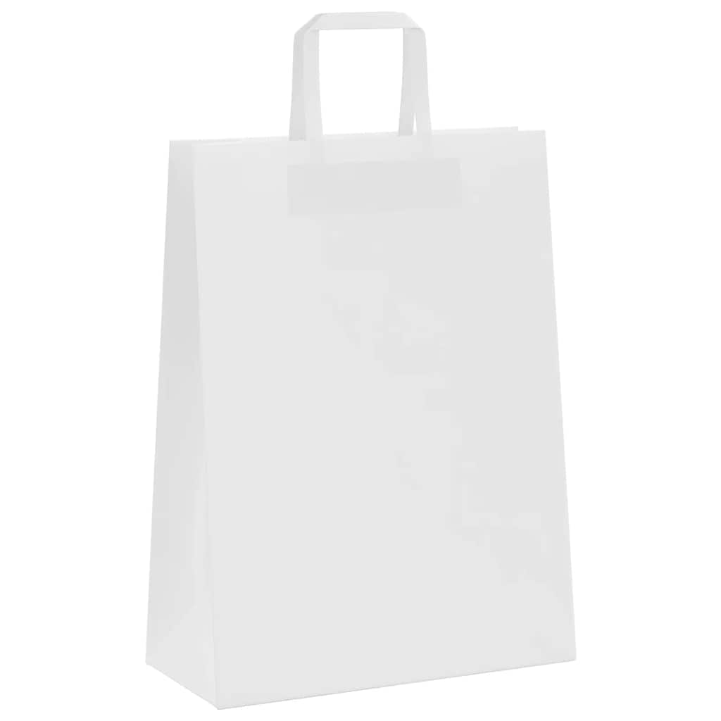 vidaXL Torby papierowe 250 szt. z uchwytami białe 26x12x35 cm