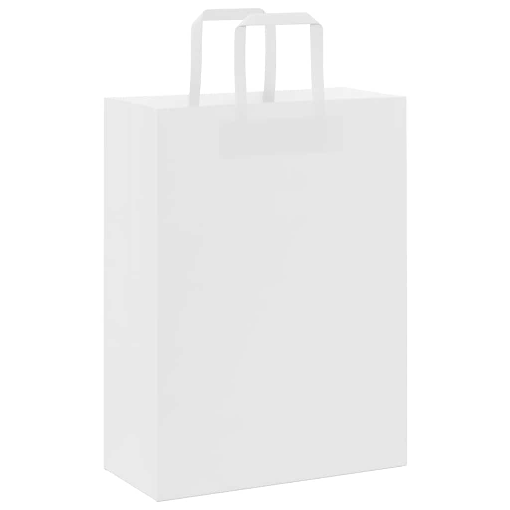vidaXL Torby papierowe 250 szt. z uchwytami białe 26x12x35 cm