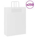 vidaXL Torby papierowe 250 szt. z uchwytami białe 32x12x42 cm