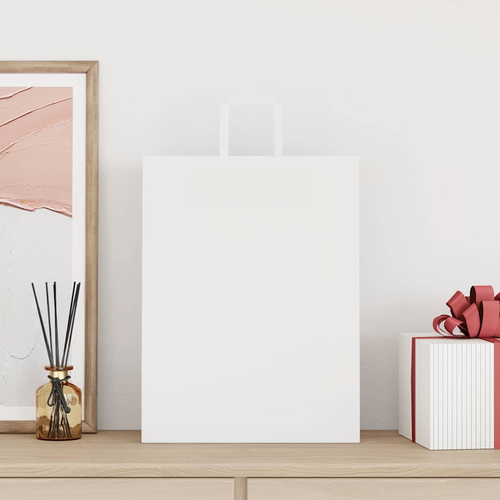 vidaXL Torby papierowe 250 szt. z uchwytami białe 32x12x42 cm