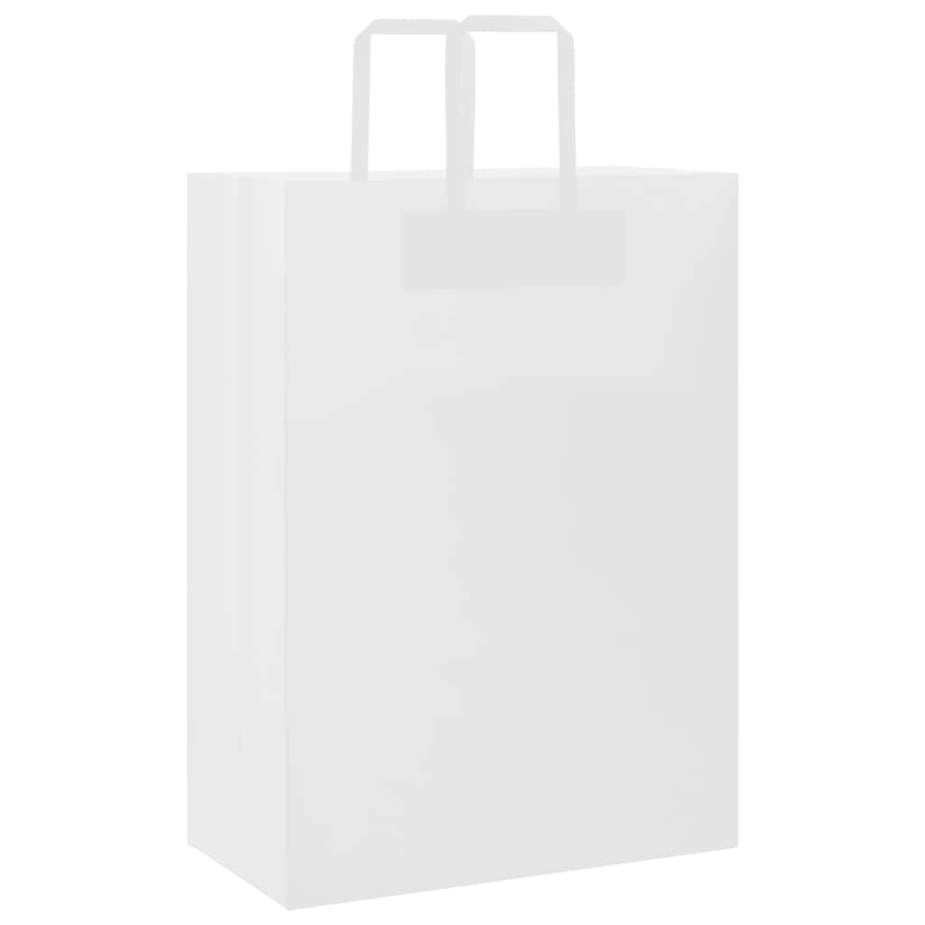 vidaXL Torby papierowe 250 szt. z uchwytami białe 32x17x44 cm