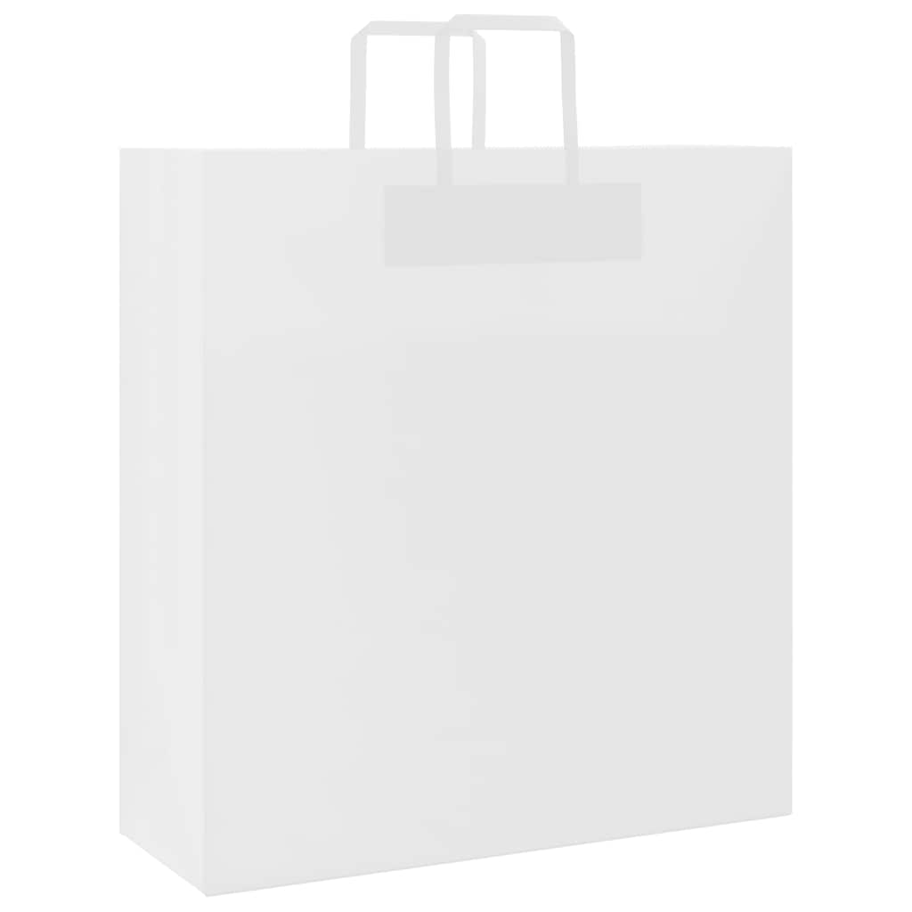vidaXL Torby papierowe 250 szt. z uchwytami białe 45x17x48 cm