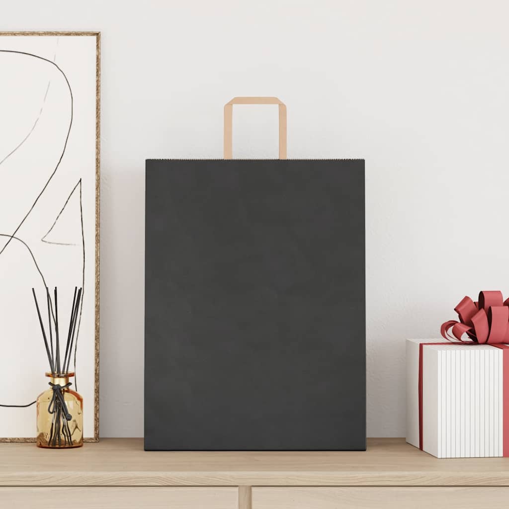 vidaXL Torby papierowe 250 szt. z uchwytami Czarne 32x12x42 cm