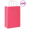 vidaXL Torby papierowe 50 szt. z uchwytami różowe 21x11x31 cm