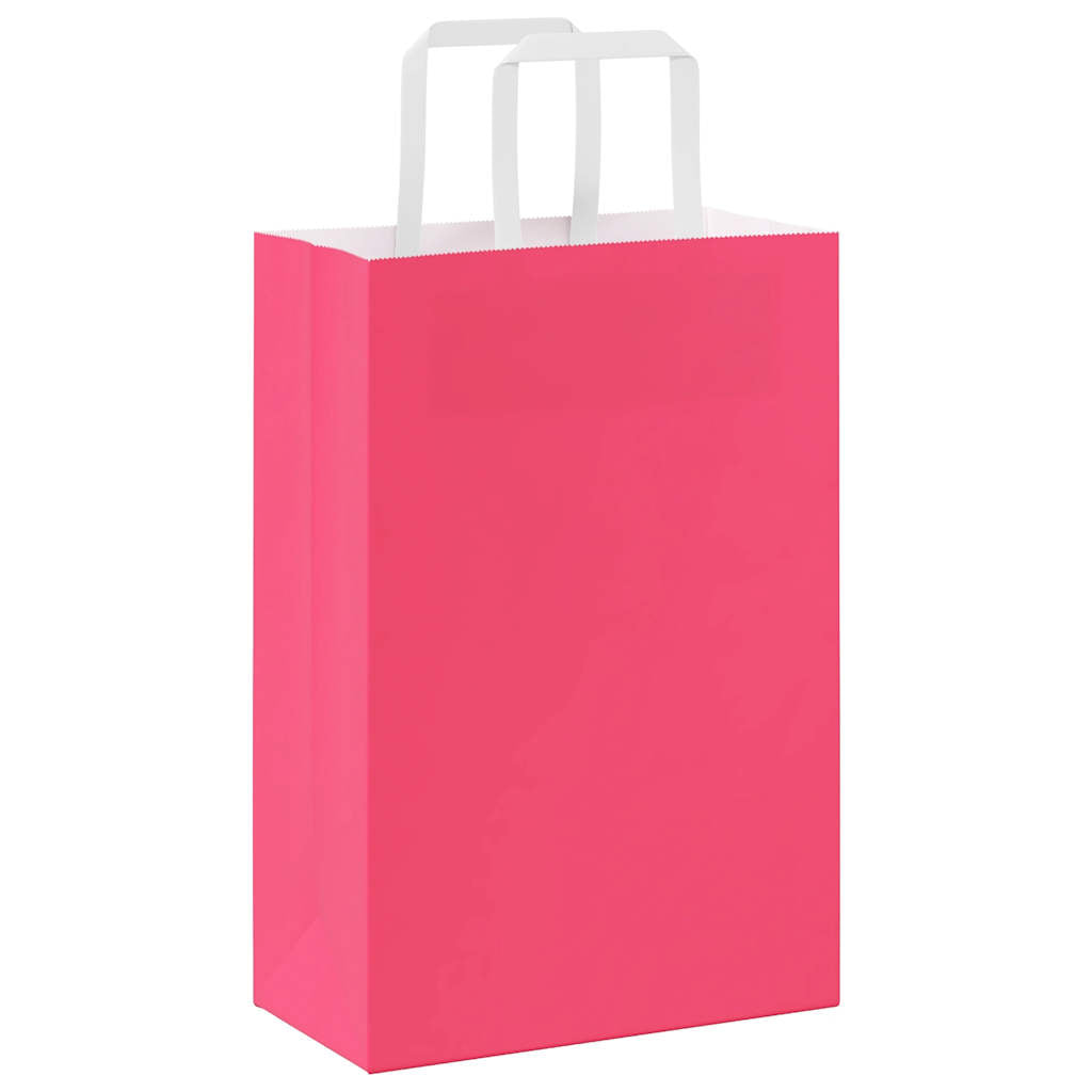 vidaXL Torby papierowe 50 szt. z uchwytami różowe 21x11x31 cm