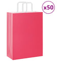 vidaXL Torby papierowe 50 szt. z uchwytami Różowe 26x12x35 cm