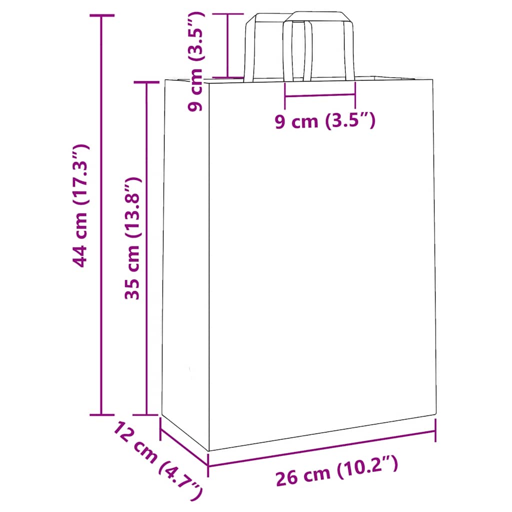 vidaXL Torby papierowe 50 szt. z uchwytami Różowe 26x12x35 cm