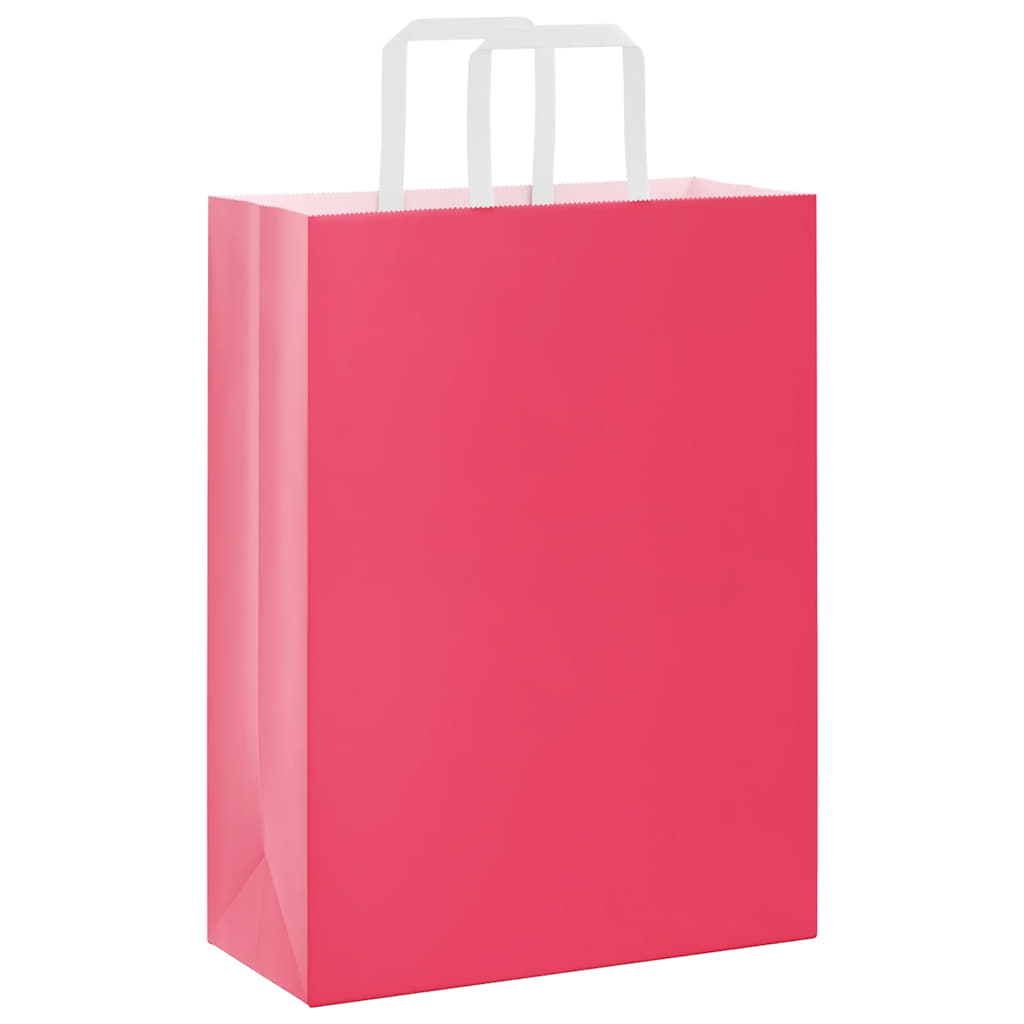 vidaXL Torby papierowe 50 szt. z uchwytami Różowe 26x12x35 cm