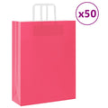 vidaXL Torby papierowe 50 szt. z uchwytami różowe 32x12x42 cm