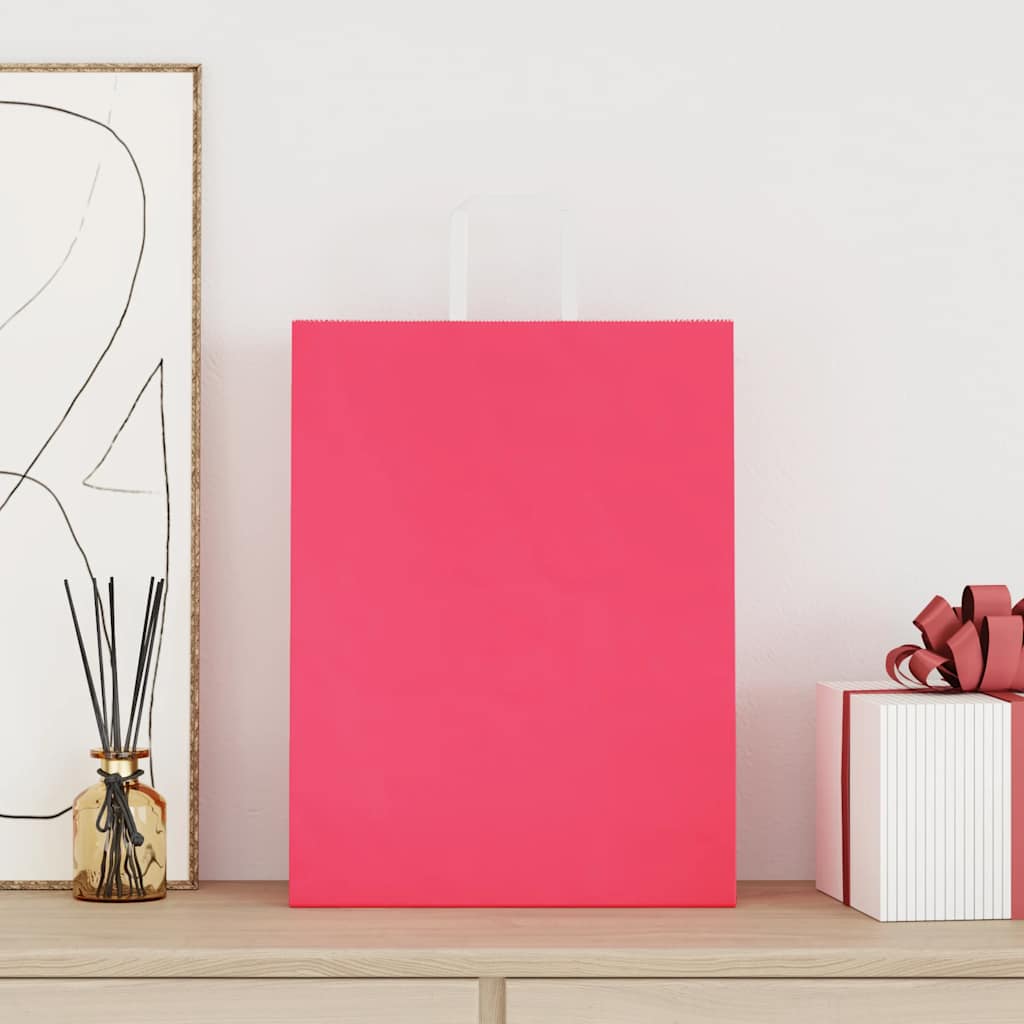 vidaXL Torby papierowe 50 szt. z uchwytami różowe 32x12x42 cm