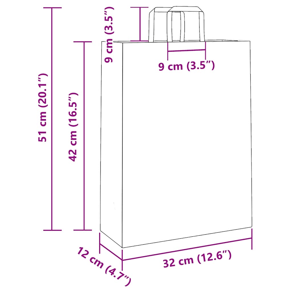 vidaXL Torby papierowe 50 szt. z uchwytami różowe 32x12x42 cm