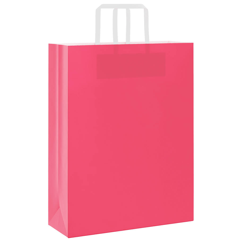vidaXL Torby papierowe 50 szt. z uchwytami różowe 32x12x42 cm