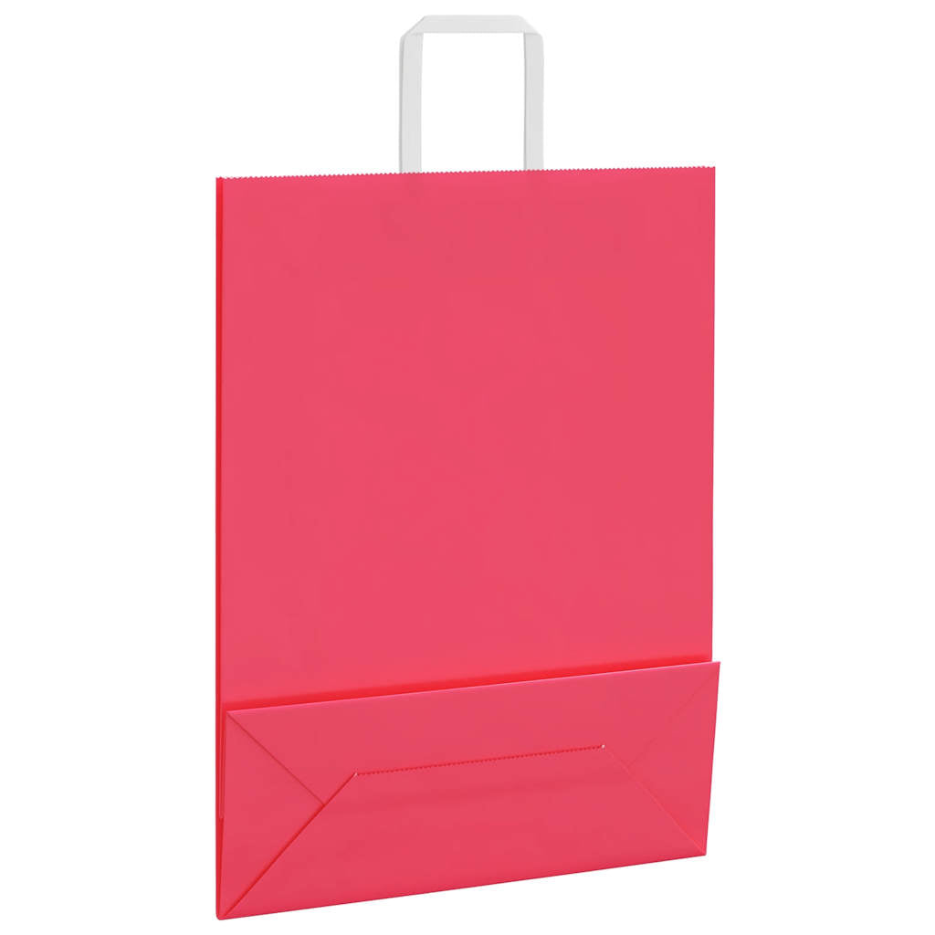 vidaXL Torby papierowe 50 szt. z uchwytami różowe 32x12x42 cm