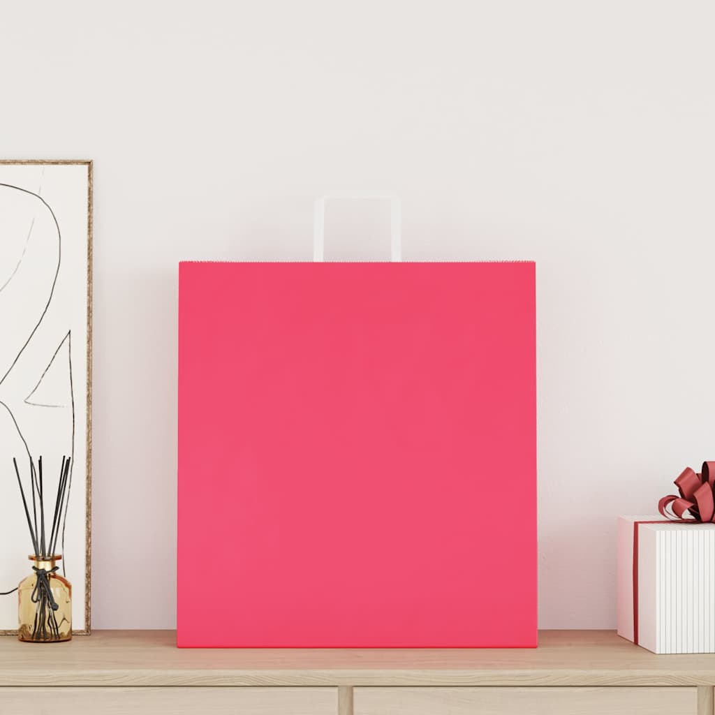 vidaXL Torby papierowe 50 szt. z uchwytami różowe 45x17x48 cm