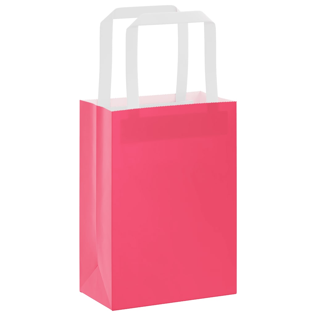 vidaXL Torby papierowe 250 szt. z uchwytami Różowe 15x8x21 cm