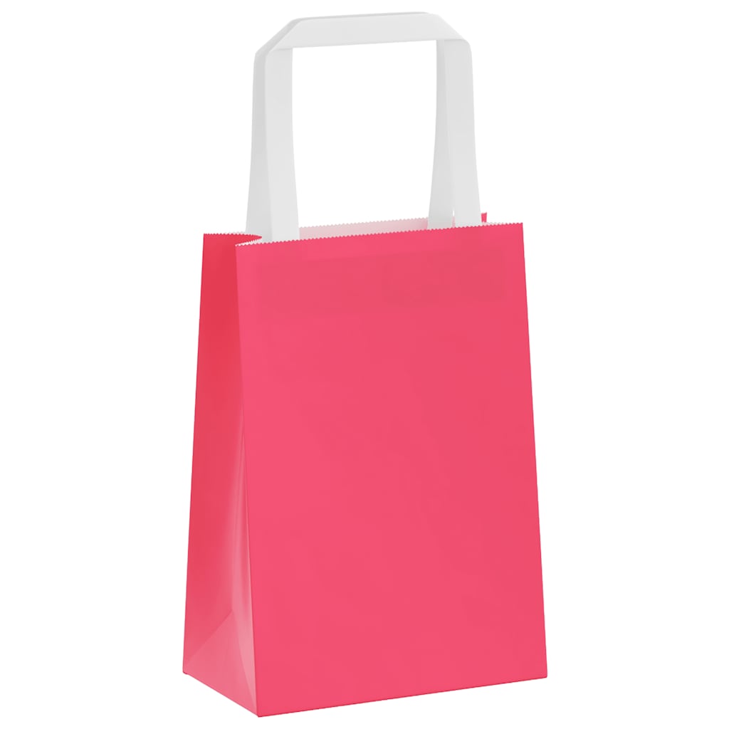 vidaXL Torby papierowe 250 szt. z uchwytami Różowe 15x8x21 cm