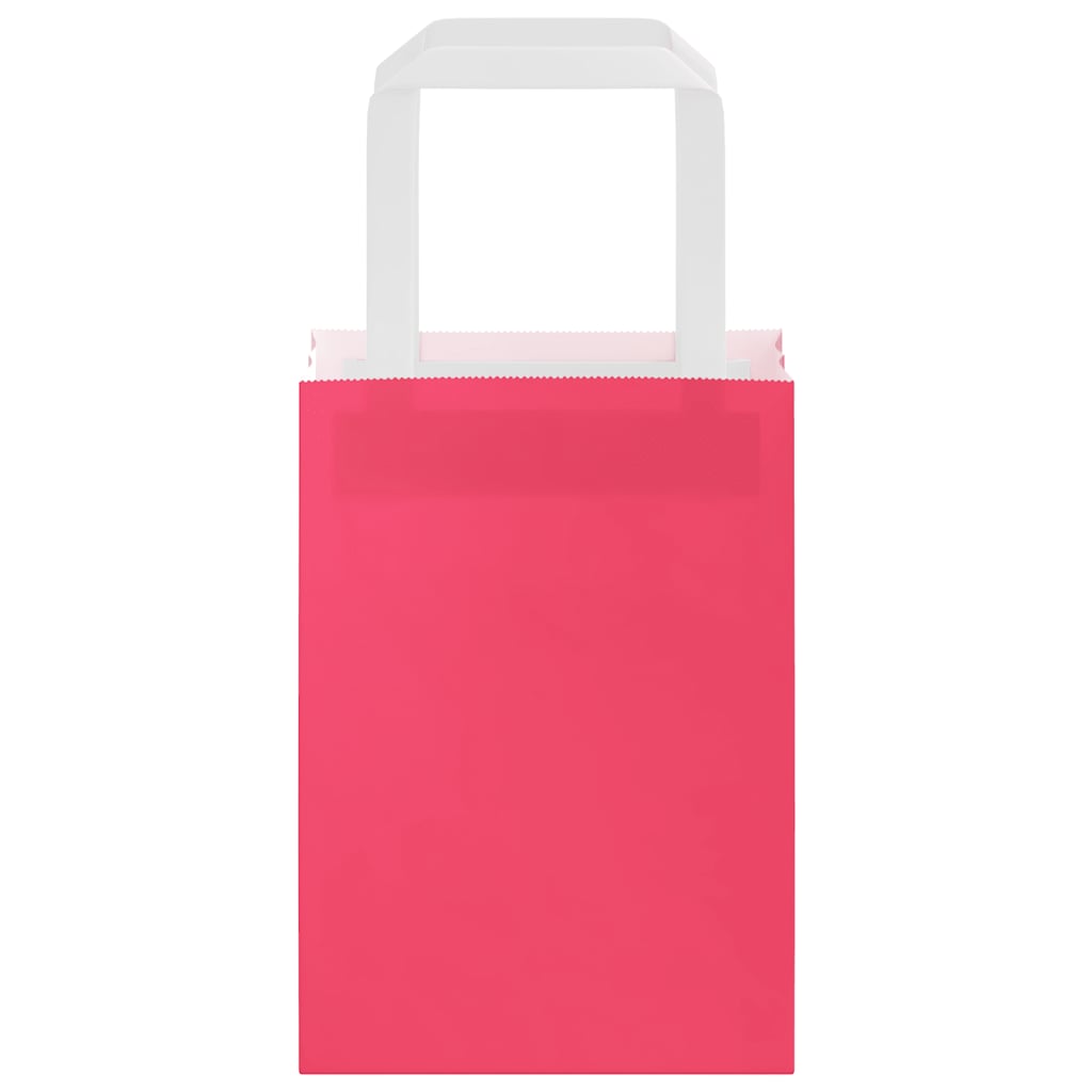 vidaXL Torby papierowe 250 szt. z uchwytami Różowe 15x8x21 cm